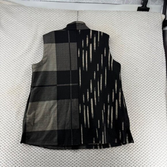 Ali Miles Women's Vest Size L Abstract Plaid Sleeveless Button Up Patchwork - Picture 7 of 7
